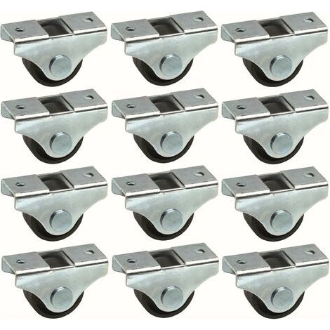 12x Möbelrollen 25mm Universal Mini Roller Schwarz Bett Fuß Spind Trolley Bin Lagerung Tisch Rad