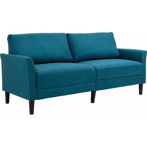 Canapé 3 places en tissu avec assise profonde et rembourrage épais, 191 x 79 x 87 cm, bleu paon (1/5)
