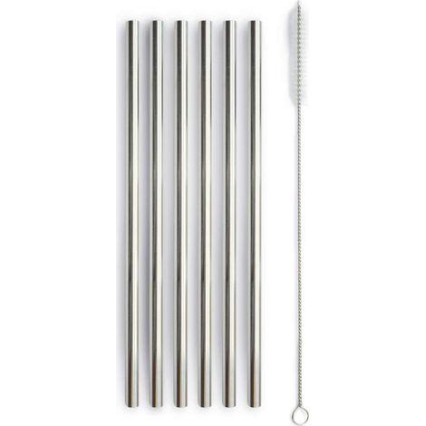 WD LifeStyle Set 6 Cannucce in Acciaio Inox H 21 Cm con Scovolino Colore Argento (1/2)