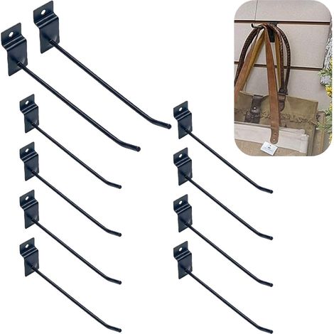 Pack of 10 heavy-duty perforated wall hooks - Black - 15 cm - For the garage (1/5)