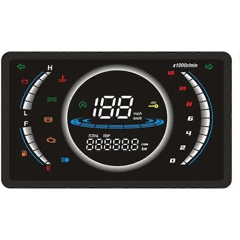 Compteur de vitesse numérique universel à LED réglable 12 V pour moto, avec affichage du régime moteur et de la température. (1/5)