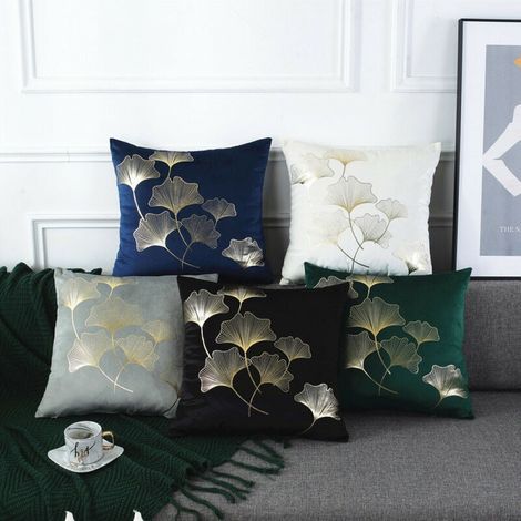 Set of 5 Cushion Cover 45x45cm Ginkgo Leaf Pattern Decorative Cushion Cover for Sofa Bedroom Cushion (1/5)
