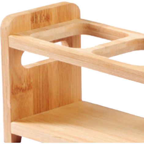 Étagères rondes et carrées en bambou et en bois pour ranger les bouteilles d'huile, les pots à épices et autres récipients à huile. Étagère carrée à 4 trous. (1/5)