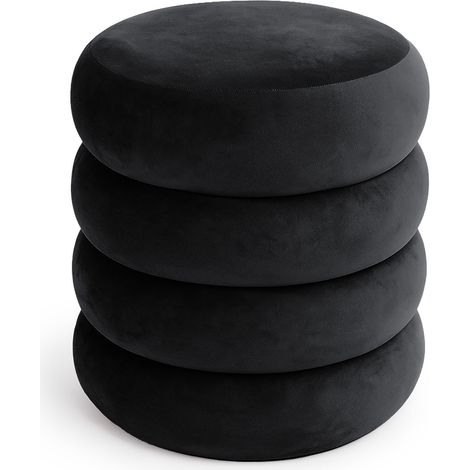 Tabouret en velours avec rangement 42 cm SNUGGO Noir (1/5)