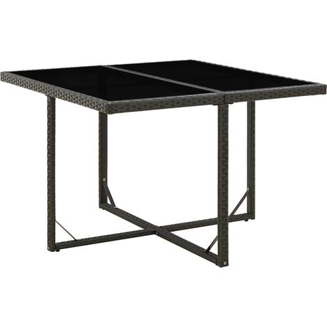 Table d'extérieur Table de salon de jardin - Noir 109x107x74 cm Résine tressée et verre BV797901 - BonneVie (1/4)