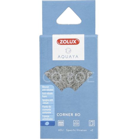Filtre pour pompe corner 80, filtre CO 80 E mousse anti-nitrates x 2. pour aquarium. - zolux (1/3)