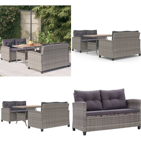 3-tlg. Garten-Essgruppe Poly Rattan & Massivholz Akazie - Gartenmöbel - Esstisch - Essgruppen - Rattan Möbel - Outdoor Möbel - Home & Living
