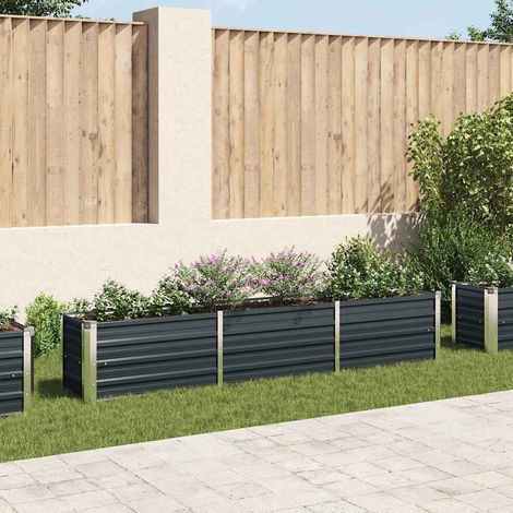Lit surélevé de jardin Acier galvanisé 240x40x45 cm Anthracite (1/5)