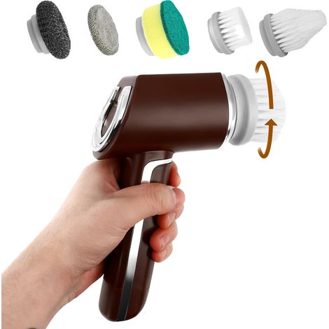 Nettoyeur Électrique, Batterie de 2000 mAh, Design Étanche, Ensemble de Têtes de Brosse 5-en-1, Compatibilité de Nettoyage Polyvalente, Technologie de Rotation Efficace (1/5)