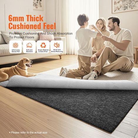 Sous-tapis antidérapant confort moelleux protection sol 274x365cm 6mm feutre polyester latex gris 10-11m² tapis de sol stable tous revêtements (1/5)