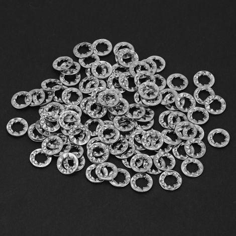 Jeu de 100 rondelles frein dentées externes en acier inoxydable M6 (1/5)