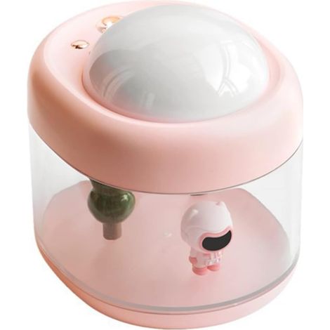 Kleiner, rotierender Luftbefeuchter für Zuhause mit Nachtlicht und Sternenprojektor (Pink Diver)