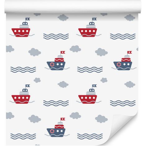 Papel pintado de cuento de hadas con barcos coloridos para salón y dormitorio, 50x1000 cm. (1/5)