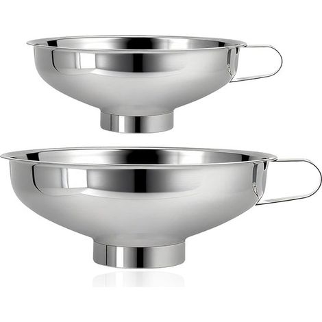 Confezione da 2 imbuti per marmellata in acciaio inox con manici, set di imbuti a bocca larga per barattoli di conserve per trasferire liquidi, olio, polveri, fagioli e marmellata (1/5)