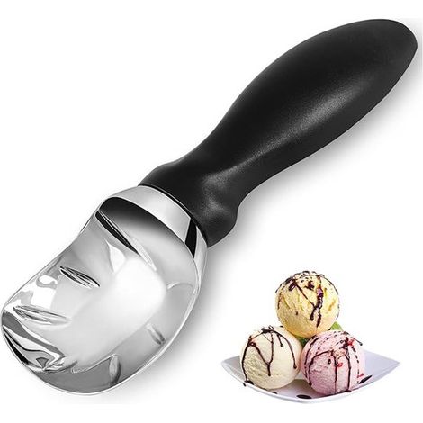 Paletta per gelato e frutta in acciaio inox nera, monoblocco, 19x5x3 cm (1/4)