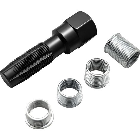 5pcs Kit de réparation pour Filetage de Bougies d'allumage M14 x 1,25, Kit de refiletage de Culasse, Rethreading Bougie, Outil de réparation de Filetage de Cylindre d'alésoir de 14 mm (1/5)