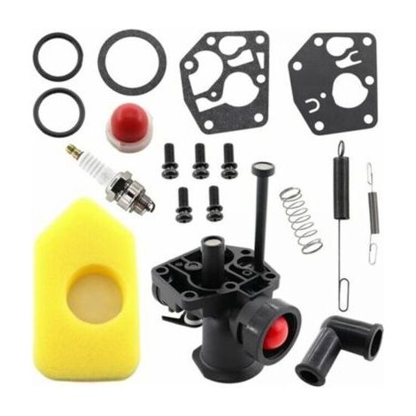 Kit carburateur pour tondeuse à gazon Briggs & Stratton 499809 498809A 494406 et filtre à air 698369 Ressort de régulateur 691859 692211 Membrane 795083 495770 (1/4)