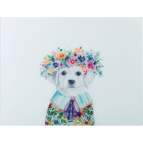 Mikasa Tipperleyhill Protector de Arbeitsplatte de Glas, geformt de dog illustriert mit extravaganten Farben, leicht de reinigen, wertet die Küche auf, 40 x 30 cm