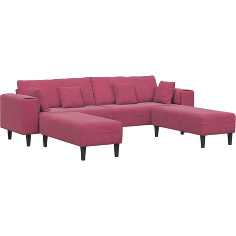 Canapé Sofa 3 pcs Bordeaux 250 x 188 x 76 cm Velours (1/5)