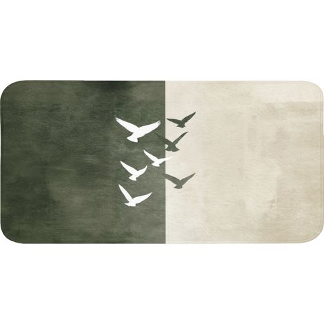 TAPPETINO DA BAGNO Japandi - Uccello - Verde 120x60 cm