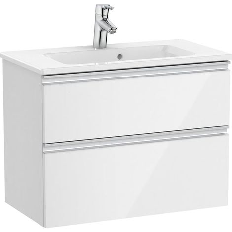 Pack Unik meuble bas compact avec 2 tiroirs + lavabo THE GAP - ROCA Couleur : Blanc brillant - Dimensions : 705x380x537 mm (1/5)