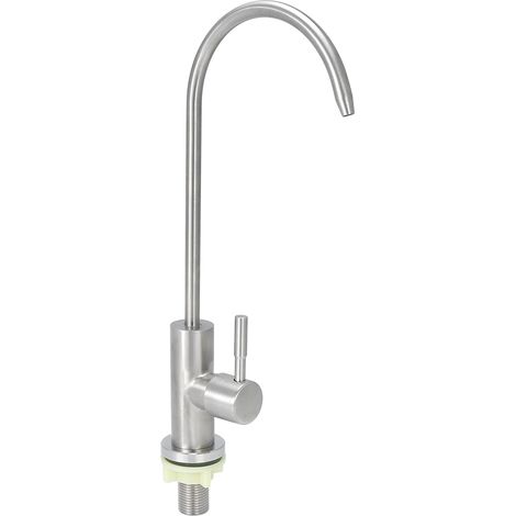 Robinet de cuisine avec filtre à eau fileté G1/2 po, robinet d'eau sans plomb pour système de filtration par osmose inverse (tuyau en forme de col de cygne)