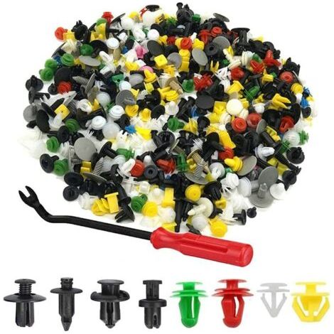 500pcs Rivet Clips Plastique, Plastique Fixation Auto Universel, de Garniture Voiture avec Outil Démontage, pour Panneaux Garnitures Portes, Différentes Formes et Tailles (1/5)