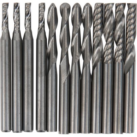 Lot de 12 fraises à bois 3,175 x 17 mm / 2 x 8 mm pour la sculpture et la gravure (1/5)