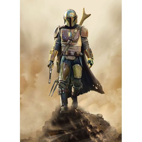 Papier peint panoramique enfant,moderne Star Wars The Mandalorian Le Chasseur (1/5)