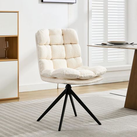 Ensemble table et 2 chaises pivotantes, coussins amovibles, rembourrées, design moderne, blanc, pour salle à manger, salon et bureau