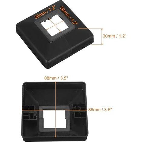 QUARKZMAN Cache-Poteau, 8 Pièces 30x30mm/1.2"x1.2" en Plastique, Style Fendu, pour Couvrir La Base Du Poteau, pour Clôture, Escalier, Balcon, 88x88mm/3.5"x3.5" (Dimensions Totales) (1/4)