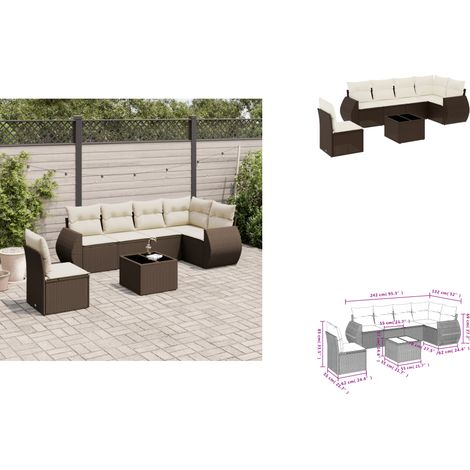 7-tlg. Garten-Sofagarnitur mit Kissen Braun Poly Rattan - Garten Sofagarnitur - Garten Sofagarnituren - Outdoor Sofagarnitur - Sofagarnitur Terrasse (1/3)