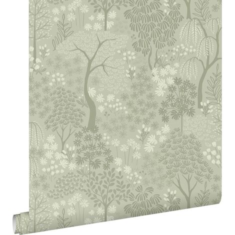 papier peint des arbres et des fleurs vert - ESTAhome (1/5)