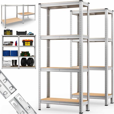 Deuba 2x Étagère charge lourde métallique 4 tablettes 170 x 75 x 30 cm Charge max 280 kg Étagère de rangement stockage cave garage