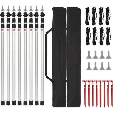 Jiubiaz Accessori per gazebo e padiglione – 8 pali telescopici per tenda, altezza regolabile 88–234 cm