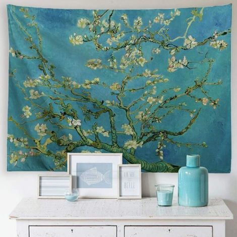 Van Gogh Flower Tapestry Oil Painting Floral Wall Hanging Nature Landscape Wall Art Home Decor for Bedroom Living Room (1/5)