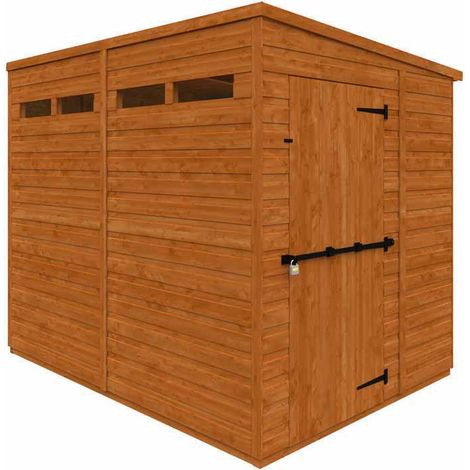 8x6 Flex Pent Security 12mm Flex - L238.8 x W175 x H203 cm - Solid Wood/Softwood/Pine - Burnt Orange