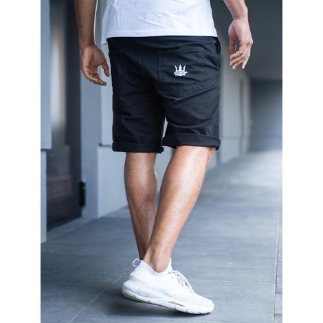 Pantalones cortos con cord贸n ajustable Jigga Wear Crown L en negro/blanco (1/5)