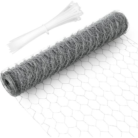 Hexagonal Galvanised Chicken Wire Mesh, 0.4 x 12 m, Fine Mesh Fence, Sheep Fence, Outdoor Garden Fence, Lightweight Metal Wire Mesh for Craft Decoration (1/5)