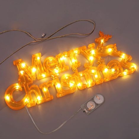 Panneau lumineux "Joyeux Noël" avec couronne et lumières - Décoration de porte, fenêtre ou porche pour intérieur et extérieur - Fonctionne sur piles (1/4)