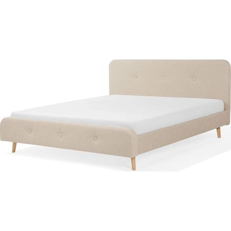 Lit en tissu double 180x200 cm beige RENNES (1/5)