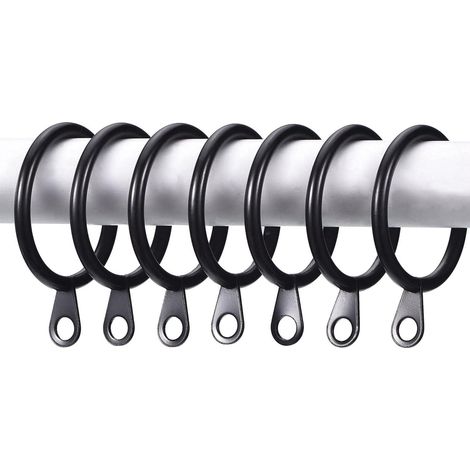 Lot de 20 anneaux romains pour rideaux de douche, salles de bain, salons et chambres. Filetage : 4 mm, diamètre intérieur : 38 mm, noir. (1/5)