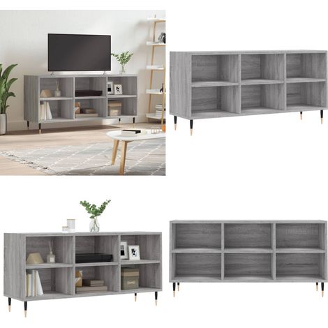 Meuble TV sonoma gris 103,5x30x50 cm bois d'ingénierie - Rangement salon - Meuble tv bois (1/5)