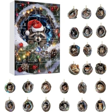 Calendrier de l'Avent Animal 24 Jours 2D Acrylique Calendrier de Noël Décor (1/5)