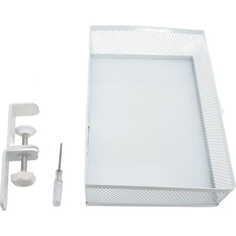 Organisateur de rangement sous le bureau rotatif à 360 degrés, pince en aluminium sur le panier de tiroir pour les tables de maison et de bureau blanc (fond solide) (1/2)