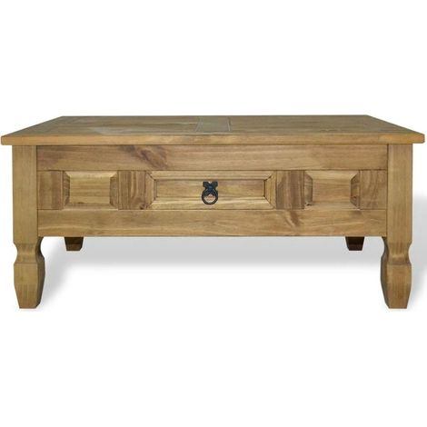 Table basse pin massif naturel Mexica (1/5)
