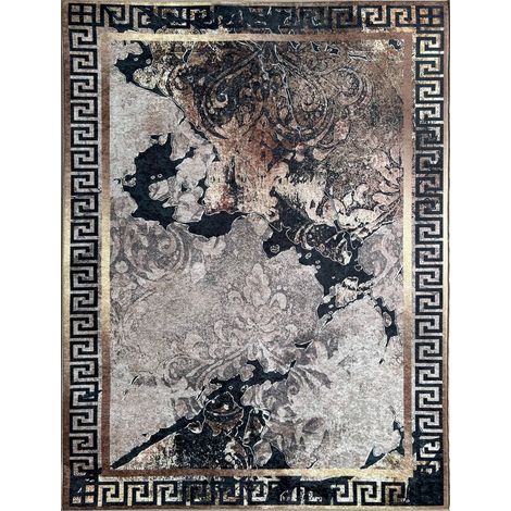 Tapis doré moderne antidérapant lavable en machine - 80 x 150 cm (1/5)
