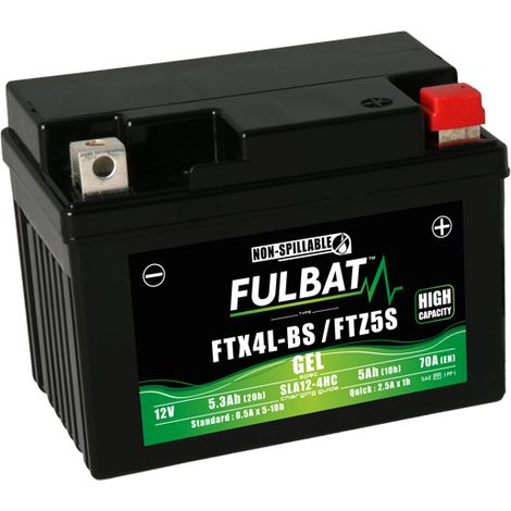 Fulbat – Batterie moto GEL 12V 5.3Ah – 100% étanche – Prête à l'emploi – Longue durée de vie et faible auto-décharge