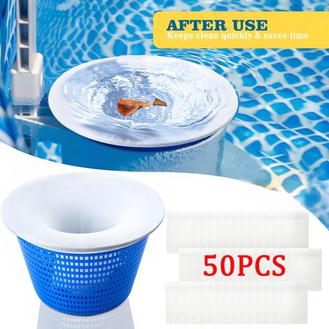Lot de 50 sacs pour épuisette de piscine — Sacs filtrants pour le nettoyage des piscines (1/5)
