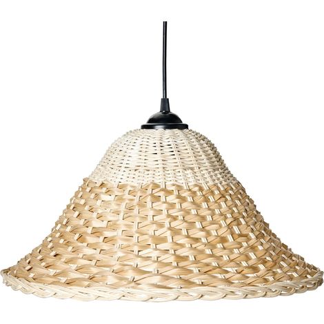 Lampada a sospensione con paralume in bambù e rattan in stile bohémien intrecciato a mano per l'illuminazione naturale di Guamani
